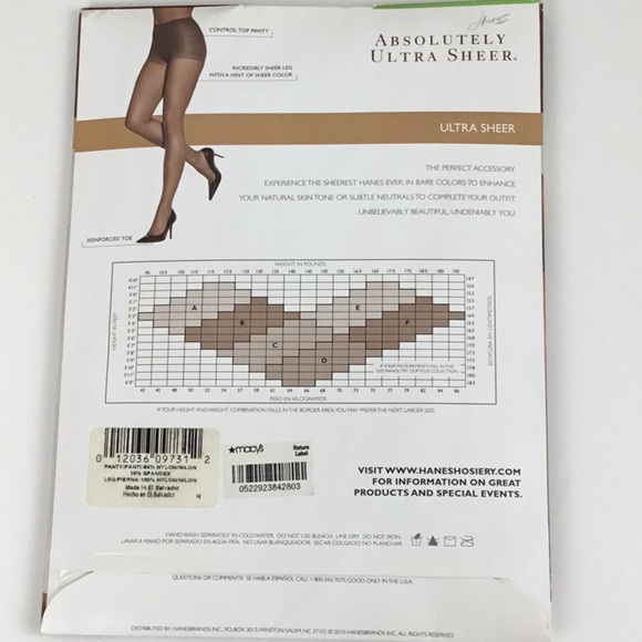 Hanes Absolutely ultra sheer pantyhose Nylon Size B  Pearl - Picture 3 of 5